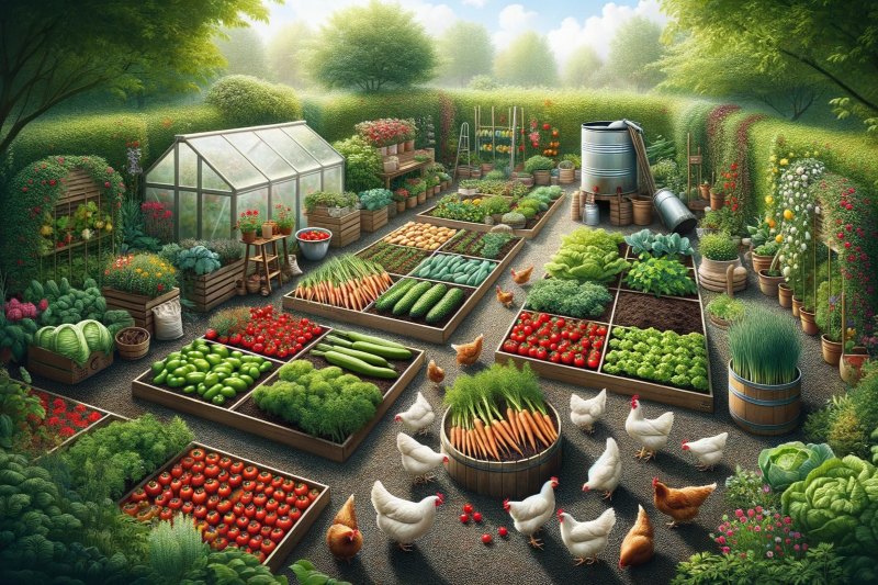 jardin et un elevage de poules